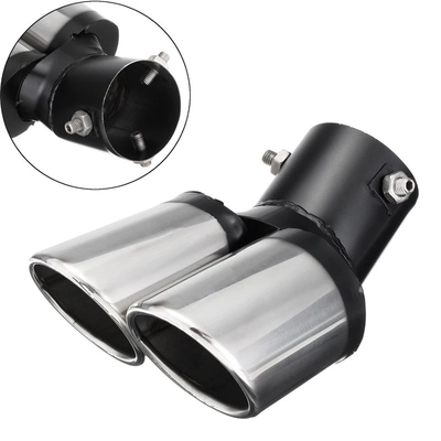 Universal Dual Outlet Car Exhaust Trim Muffler Curved Pipe Dual Tail Pipe Stainless Steel Interface Car Decoration Chrome Tail Pipe P53-1